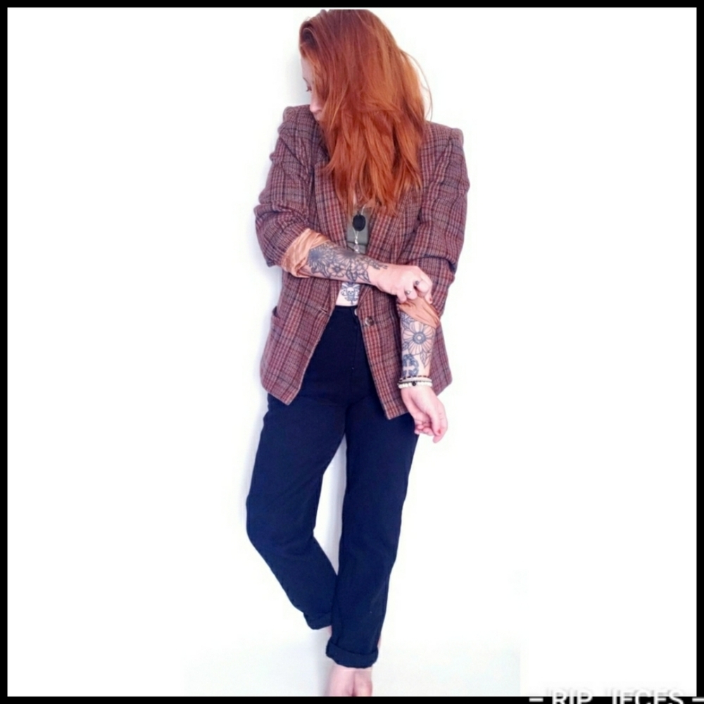 vintage plaid blazer jacket